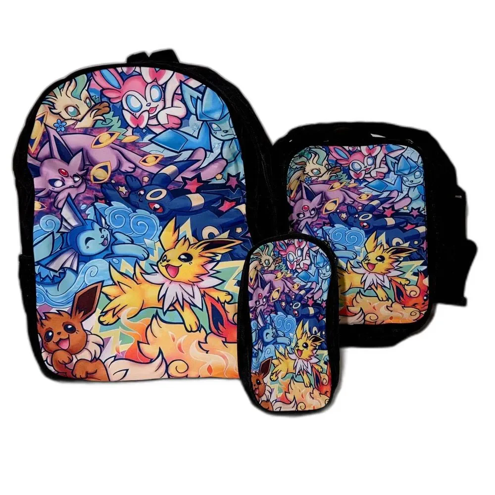 Pokémon Eevee Evolutions Backpack Lunch Bag Pencil Case 3 Piece School Set